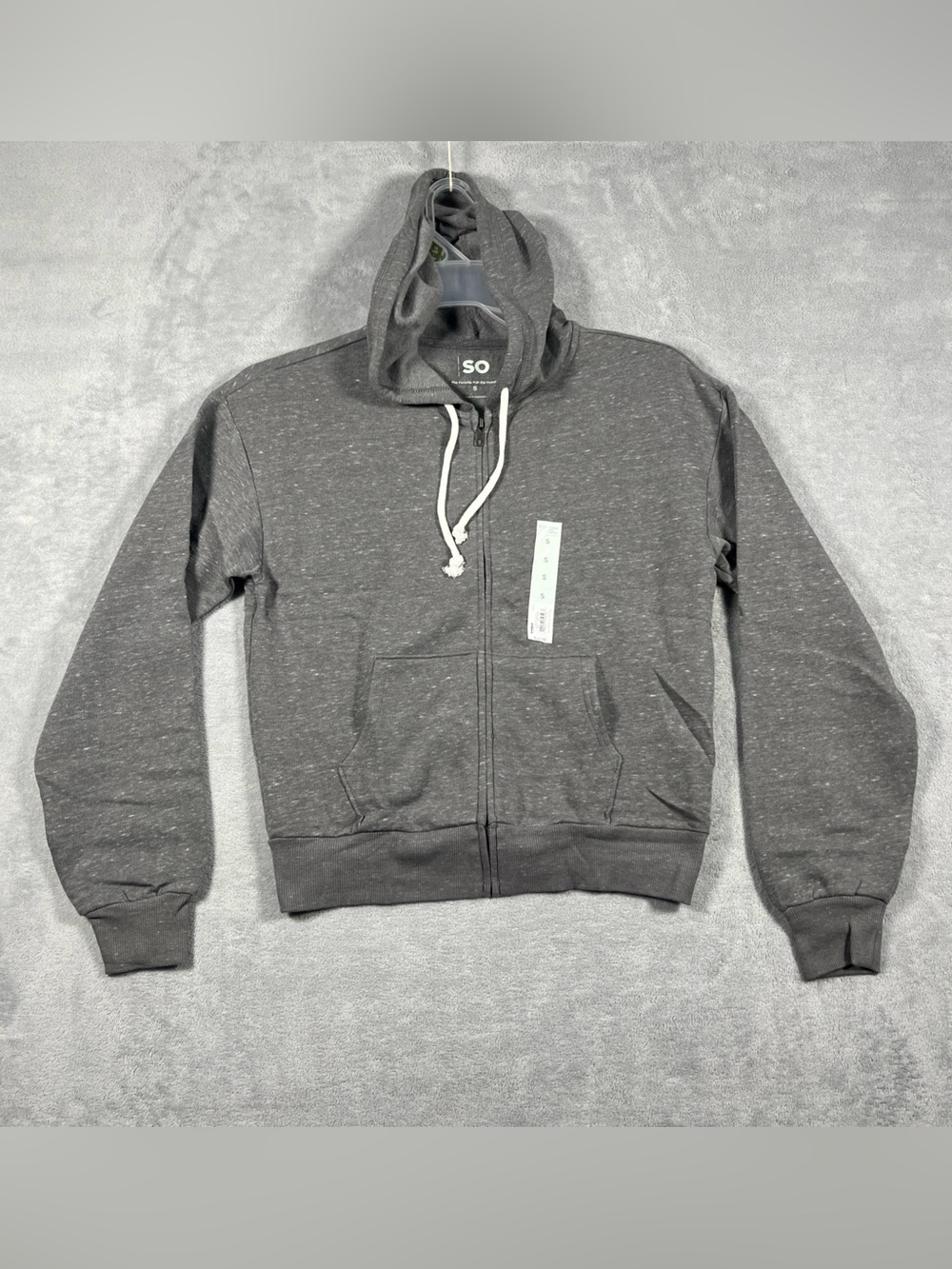 NWT SO The Favorite Full Zip Hoodie Womens Lightweight Sweatshirt Gray Small